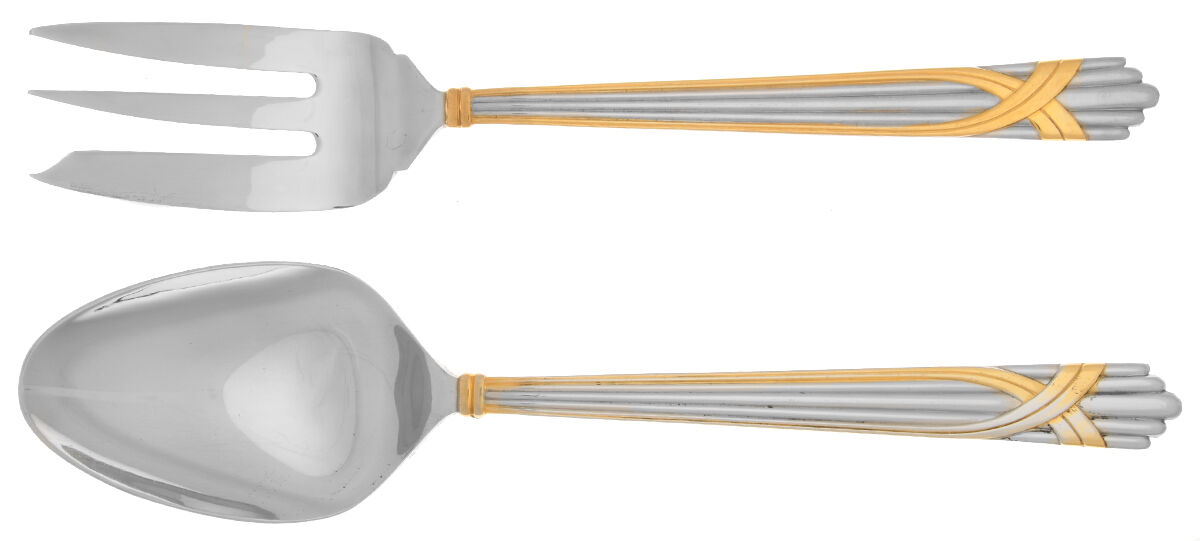 Fortuny (Stainless-Gold Accent) Solid Serving Set by Yamazaki-1