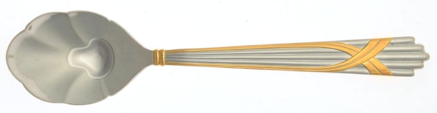 Fortuny (Stainless-Gold Accent) Sugar Shell Spoon by Yamazaki-1