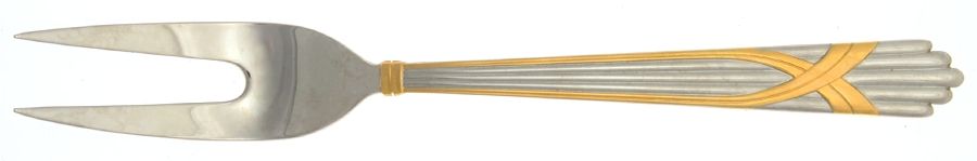 Fortuny (Stainless-Gold Accent) Large Solid Cold Meat Serving Fork by Yamazaki-1