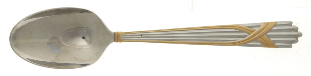 Fortuny (Stainless-Gold Accent) Place/Oval Soup Spoon by Yamazaki-1