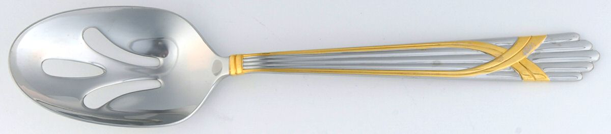 Fortuny (Stainless-Gold Accent) Pierced Tablespoon (Serving Spoon) by Yamazaki-1