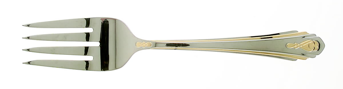 Harlow (Stainless, Gold Accent) Large Solid Cold Meat Serving Fork by Yamazaki-1