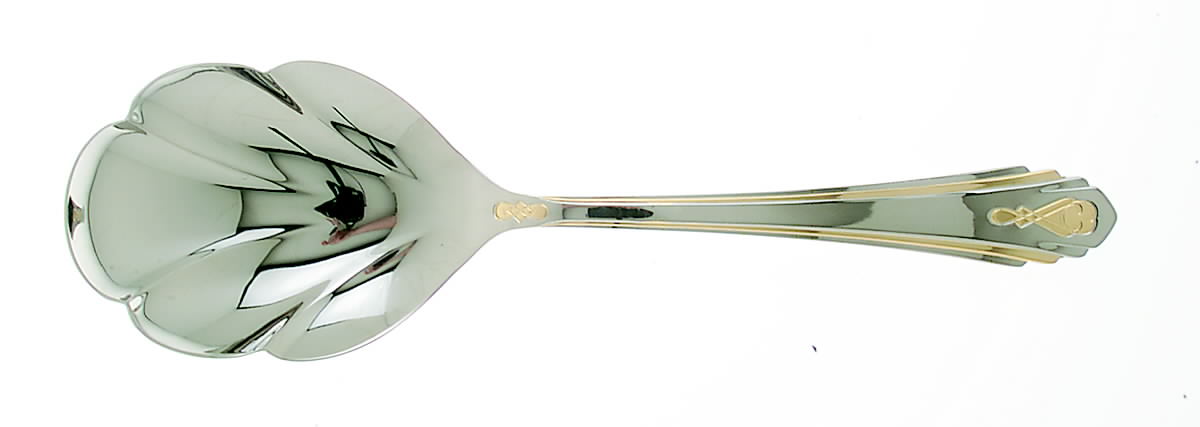 Harlow (Stainless, Gold Accent) Solid Serving Spoon by Yamazaki-1