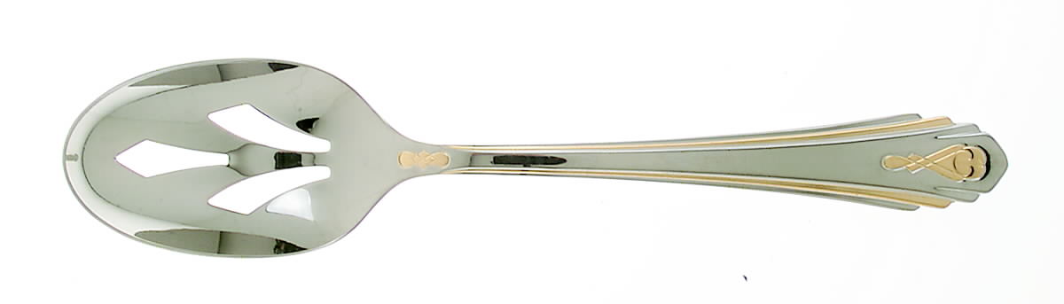 Harlow (Stainless, Gold Accent) Pierced Tablespoon (Serving Spoon) by Yamazaki-1