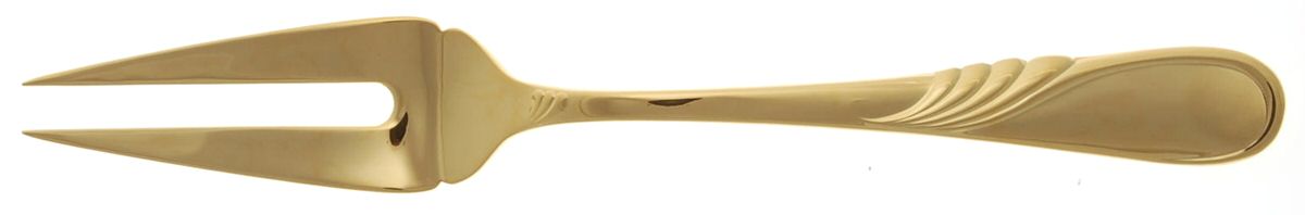 Hilary (Gold Electroplate) Large Solid Cold Meat Serving Fork by Yamazaki-1