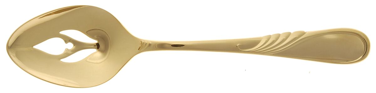 Hilary (Gold Electroplate) Pierced Tablespoon (Serving Spoon) by Yamazaki-1