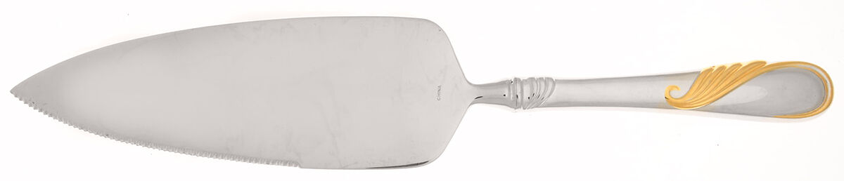 Hilary (Stainless, Gold Accent Pie Server with Serrated Stainless Blade HC by Yamazaki-1
