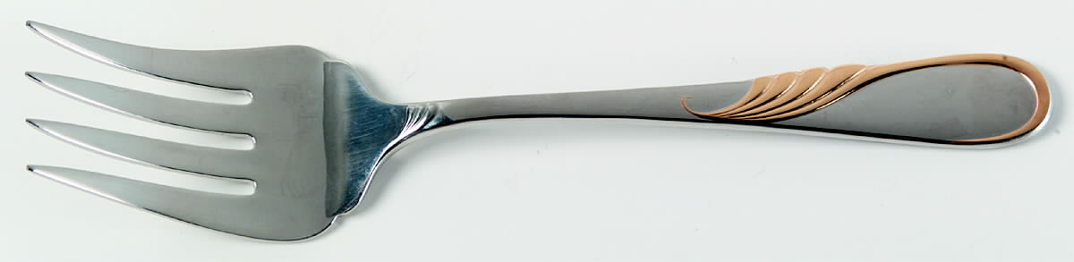 Hilary (Stainless, Gold Accent Solid Serving Fork by Yamazaki-1
