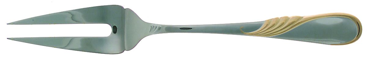 Hilary (Stainless, Gold Accent Large Solid Cold Meat Serving Fork by Yamazaki-1