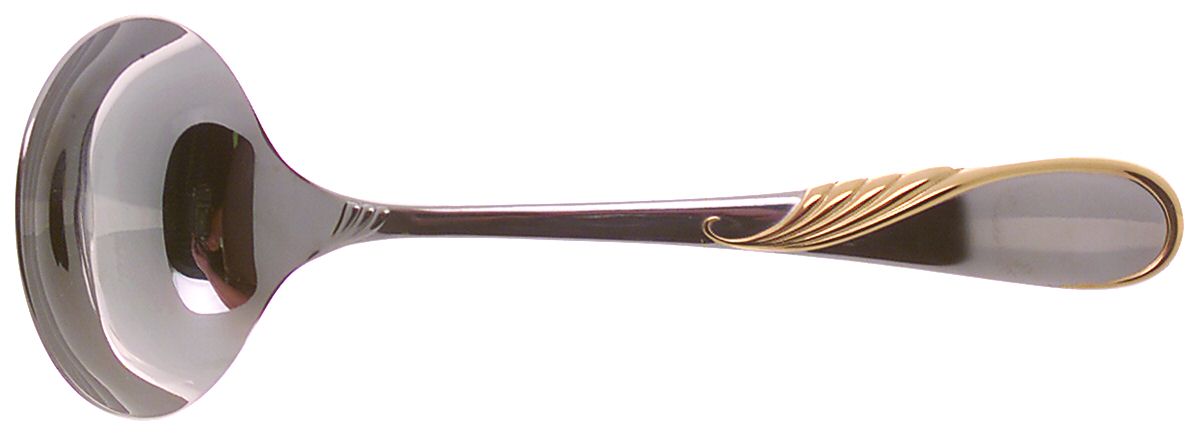 Hilary (Stainless, Gold Accent Solid Gravy Ladle by Yamazaki-1