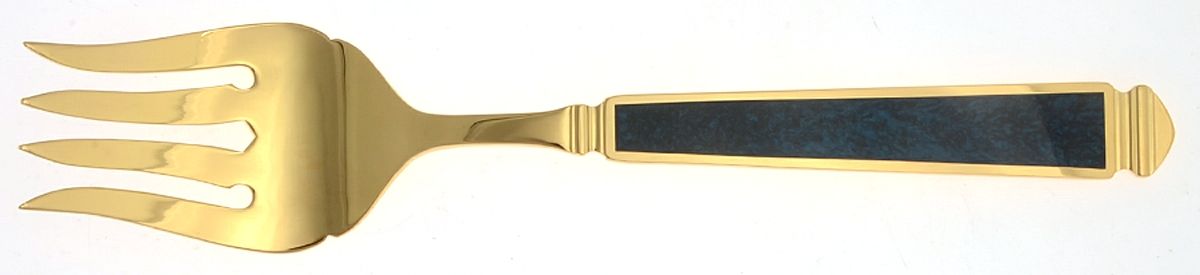 Krystallos-Blue (Gold Electroplate) Solid Serving Fork by Yamazaki-1