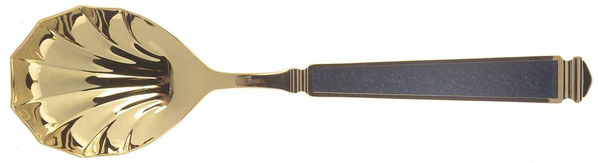 Krystallos-Blue (Gold Electroplate) Solid Serving Spoon by Yamazaki-1