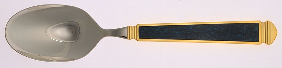 Krystallos-Blue (Stainless, Gold Accent) Tablespoon (Serving Spoon) by Yamazaki-1