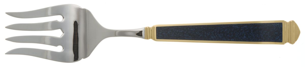 Krystallos-Blue (Stainless, Gold Accent) Solid Serving Fork by Yamazaki-1
