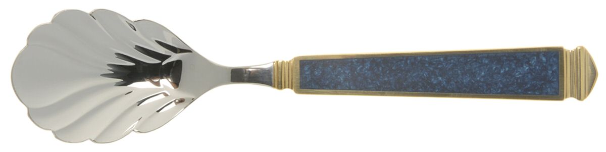 Krystallos-Blue (Stainless, Gold Accent) Sugar Shell Spoon by Yamazaki-1