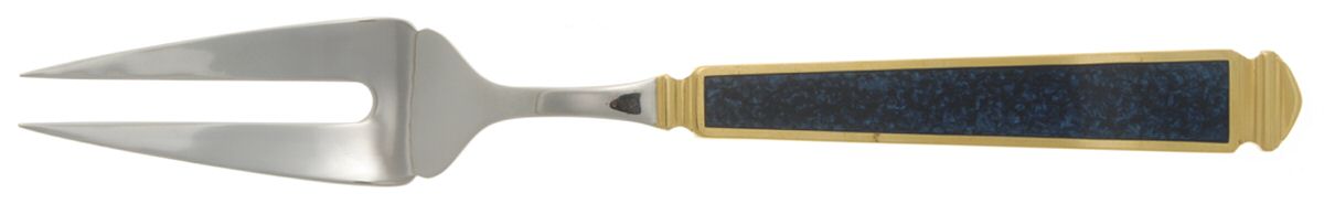 Krystallos-Blue (Stainless, Gold Accent) Large Solid Cold Meat Serving Fork by Yamazaki-1