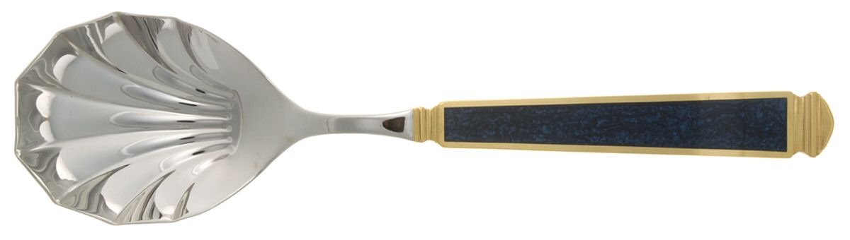 Krystallos-Blue (Stainless, Gold Accent) Solid Serving Spoon by Yamazaki-1
