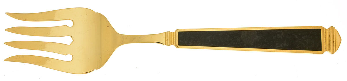 Krystallos-Black (Stainless, Gold Accent) Solid Serving Fork by Yamazaki-1