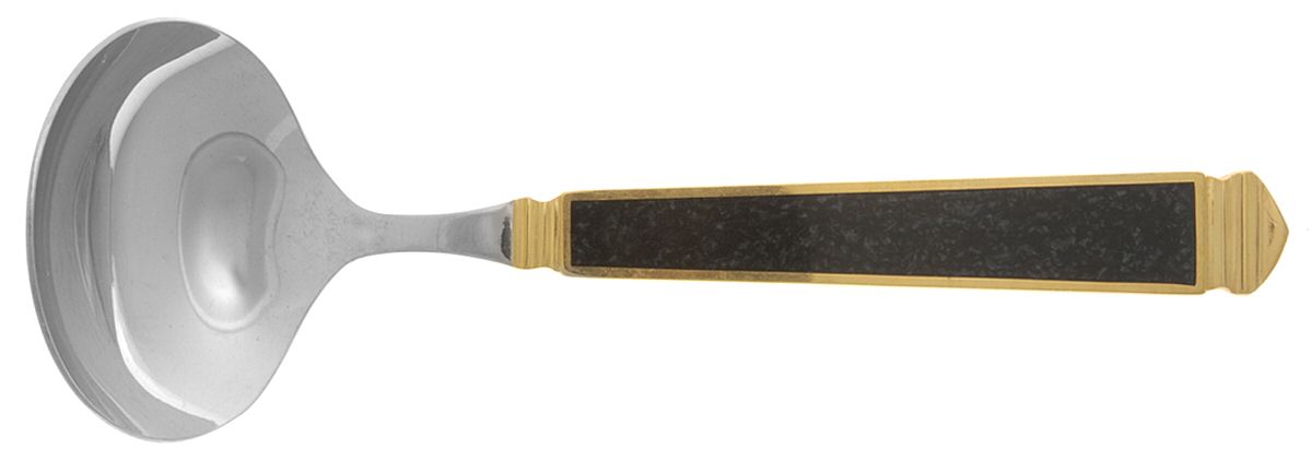 Krystallos-Black (Stainless, Gold Accent) Solid Gravy Ladle by Yamazaki-1
