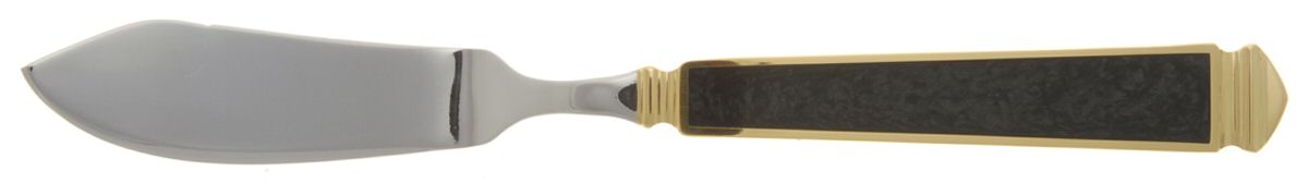 Krystallos-Black (Stainless, Gold Accent) Flat Handle Master Butter Knife by Yamazaki-1