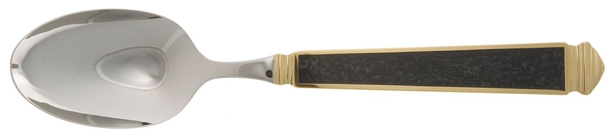 Krystallos-Black (Stainless, Gold Accent) Place/Oval Soup Spoon by Yamazaki-1