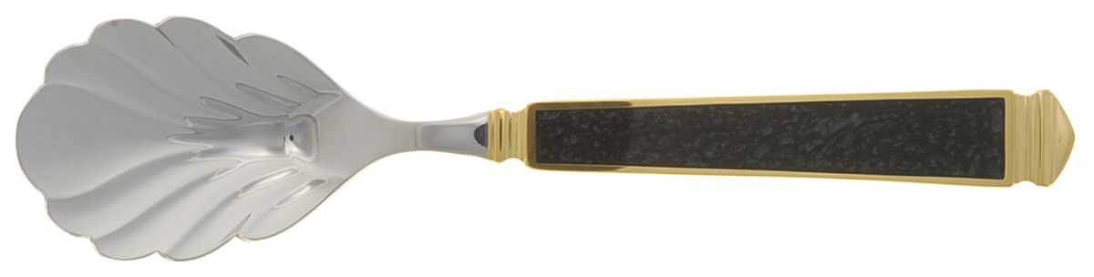 Krystallos-Black (Stainless, Gold Accent) Sugar Shell Spoon by Yamazaki-1