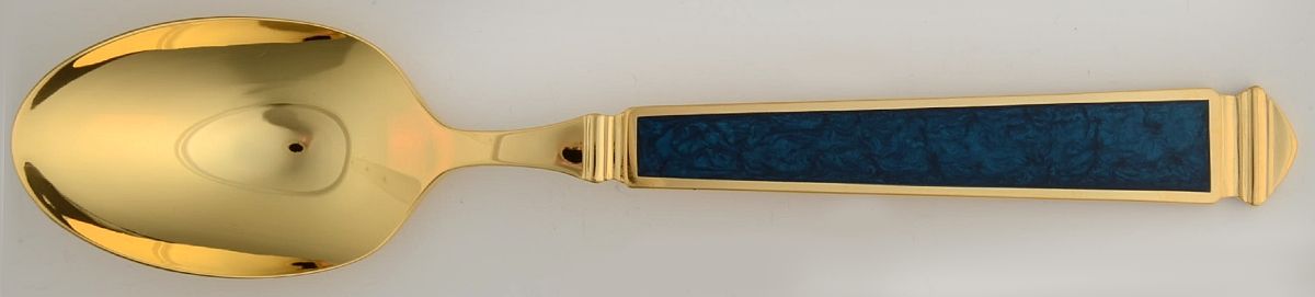Krystallos-Cobalt Blue (Gold Electroplate) Place/Oval Soup Spoon by Yamazaki-1