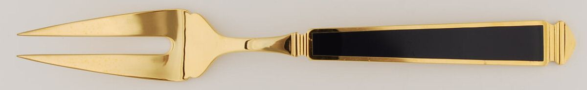 Krystallos-Cobalt Blue (Gold Electroplate) Medium Solid Cold Meat Serving Fork by Yamazaki-1