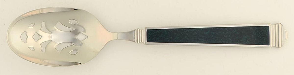 Krystallos-Malachite (Stainless) Pierced Tablespoon (Serving Spoon) by Yamazaki-1