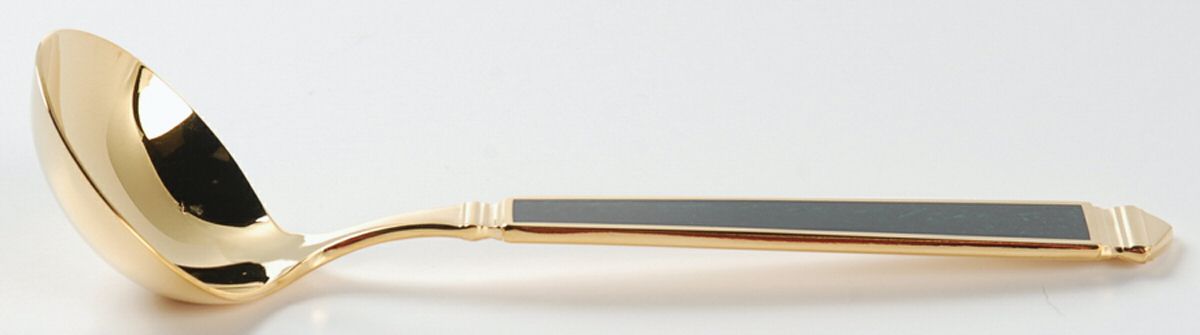 Krystallos-Malachite (Gold Electroplate) Solid Gravy Ladle by Yamazaki-1