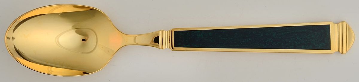 Krystallos-Malachite (Gold Electroplate) Place/Oval Soup Spoon by Yamazaki-1