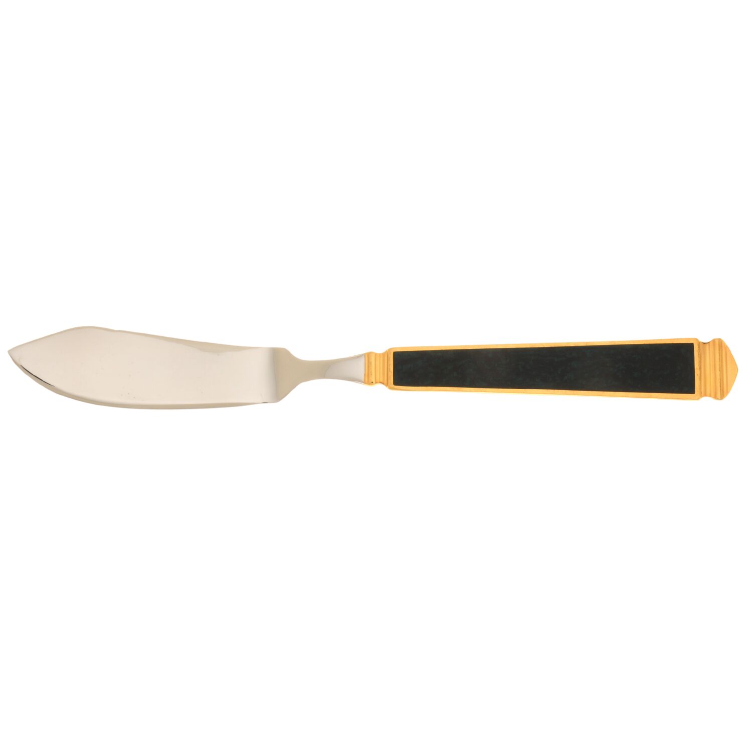 Krystallos-Malachite (Stainless, Gold Accent) Flat Handle Master Butter Knife by Yamazaki-1