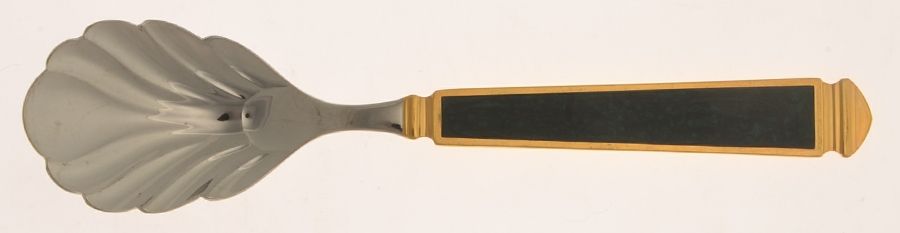 Krystallos-Malachite (Stainless, Gold Accent) Sugar Shell Spoon by Yamazaki-1