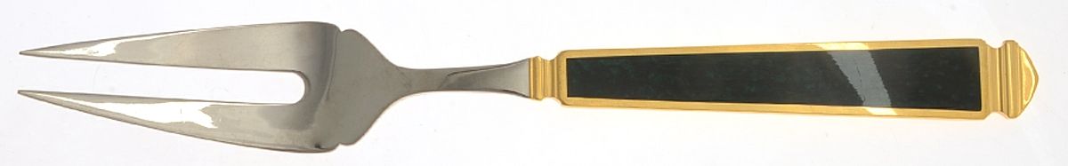 Krystallos-Malachite (Stainless, Gold Accent) Solid Serving Fork by Yamazaki-1
