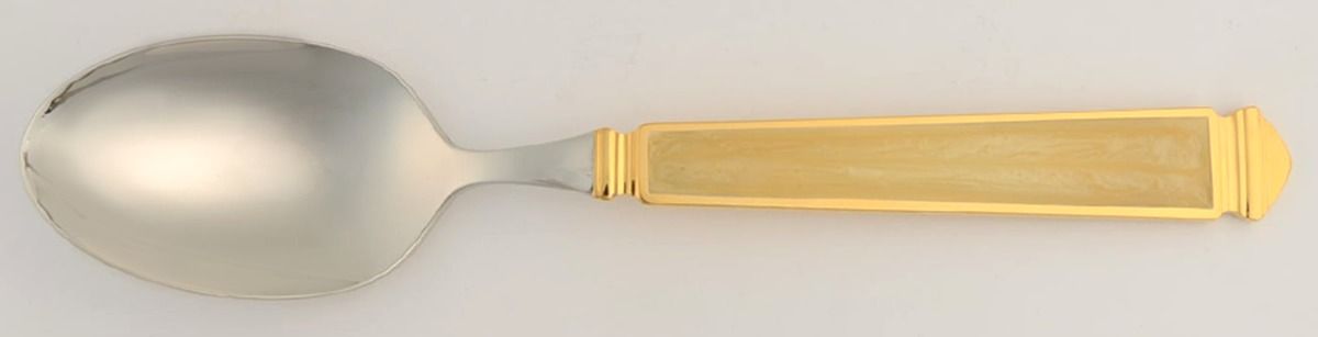 Krystallos-Pearl (Stainless, Gold Accent) Place/Oval Soup Spoon by Yamazaki-1