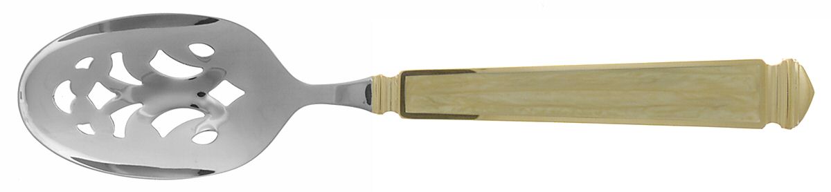 Krystallos-Pearl (Stainless, Gold Accent) Pierced Tablespoon (Serving Spoon) by Yamazaki-1
