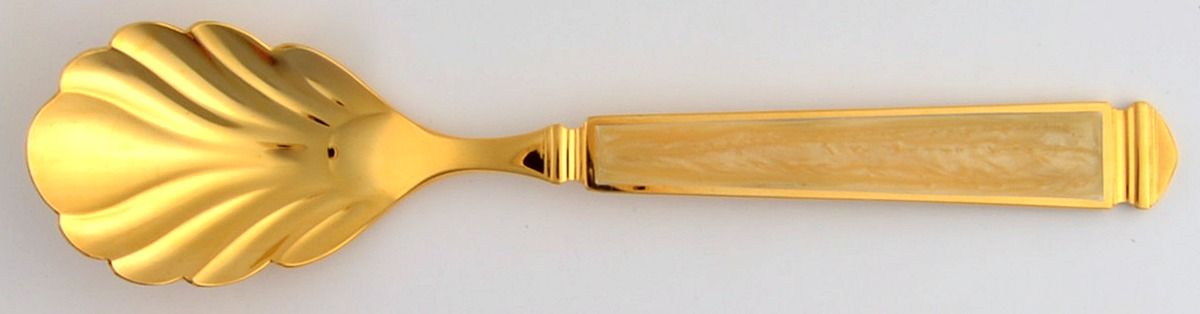 Krystallos-Pearl (Gold Electroplate) Sugar Shell Spoon by Yamazaki-1