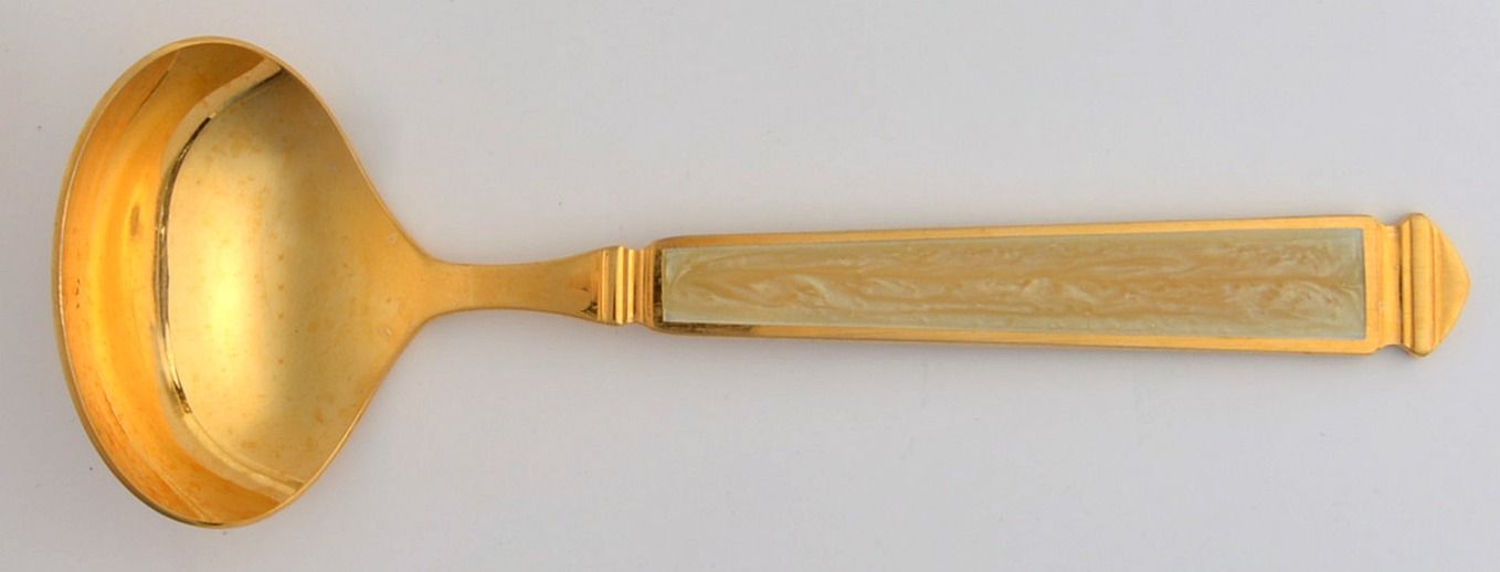Krystallos-Pearl (Gold Electroplate) Solid Gravy Ladle by Yamazaki-1