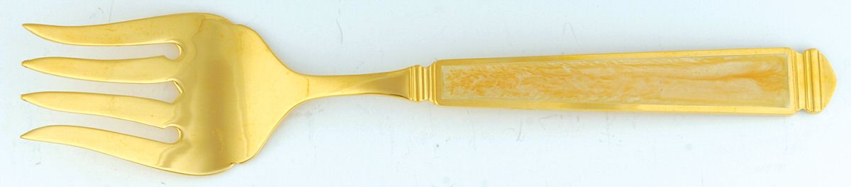 Krystallos-Pearl (Gold Electroplate) Solid Serving Fork by Yamazaki-1