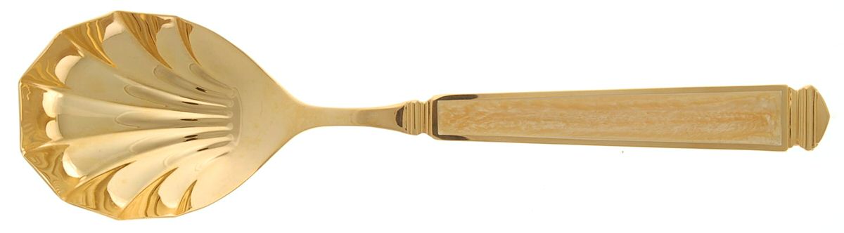 Krystallos-Pearl (Gold Electroplate) Solid Serving Spoon by Yamazaki-1