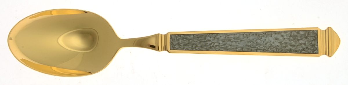 Krystallos-Slate Blue (Gold Electroplate) Place/Oval Soup Spoon by Yamazaki-1