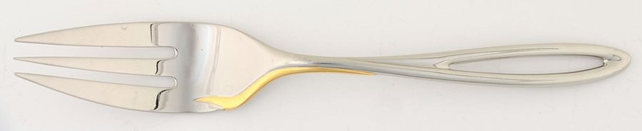 L'Fleur-Gold (Stainless, Gold Accent) Large Solid Cold Meat Serving Fork by Yamazaki-1