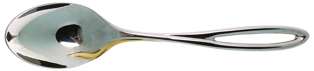 L'Fleur-Gold (Stainless, Gold Accent) Place/Oval Soup Spoon by Yamazaki-1