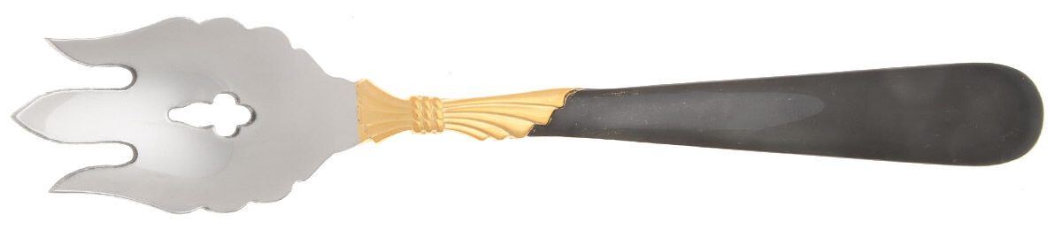 Lindi (Stainless-Black Handle-Gold Accent) Vegetable Serving Fork Solid  HC by Yamazaki-1