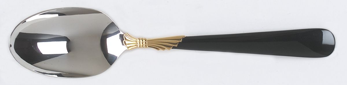 Lindi (Stainless-Black Handle-Gold Accent) Tablespoon (Serving Spoon) by Yamazaki-1