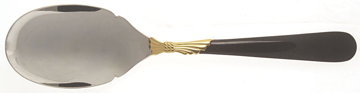 Lindi (Stainless-Black Handle-Gold Accent) Solid Serving Spoon by Yamazaki-1