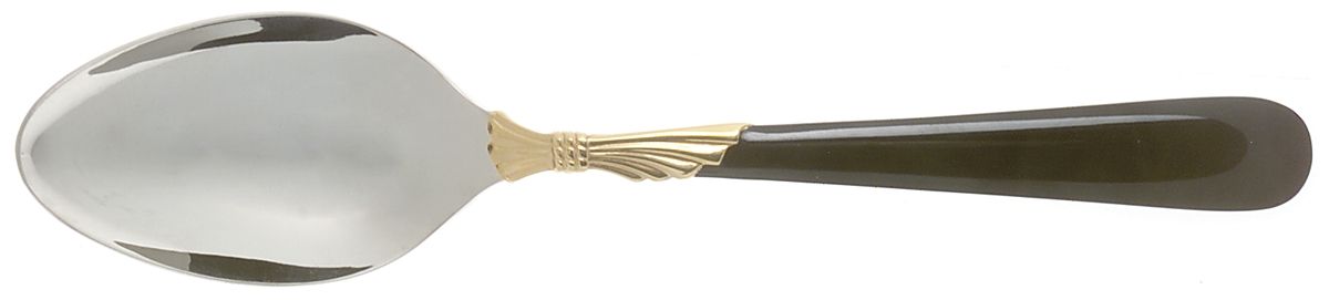 Lindi (Stainless-Black Handle-Gold Accent) Place/Oval Soup Spoon by Yamazaki-1