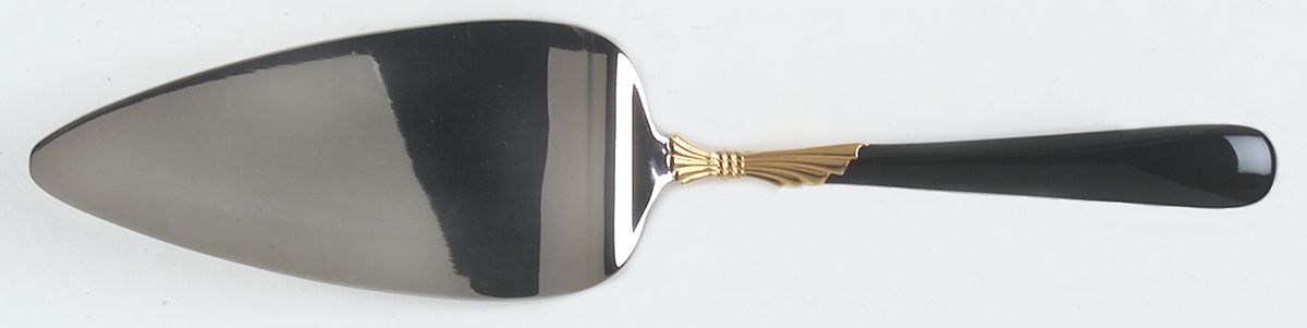 Lindi (Stainless-Black Handle-Gold Accent) Solid Pastry Server by Yamazaki-1