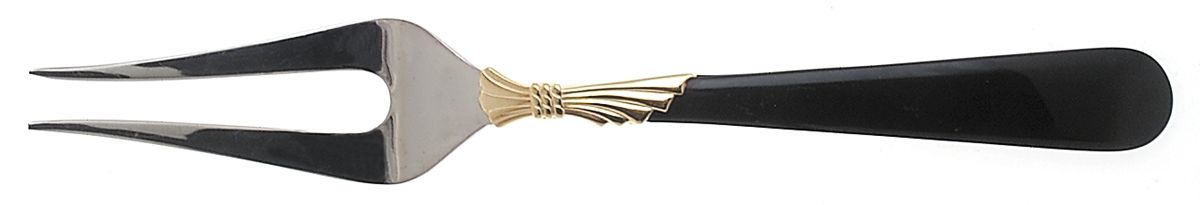 Lindi (Stainless-Black Handle-Gold Accent) Medium Solid Cold Meat Serving Fork by Yamazaki-1