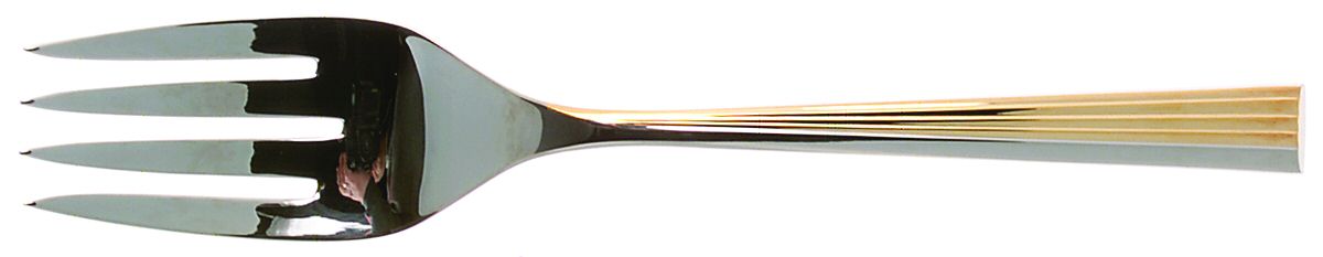 Linear-Gold (Stainless, Gold Accent) Medium Solid Cold Meat Serving Fork by Yamazaki-1